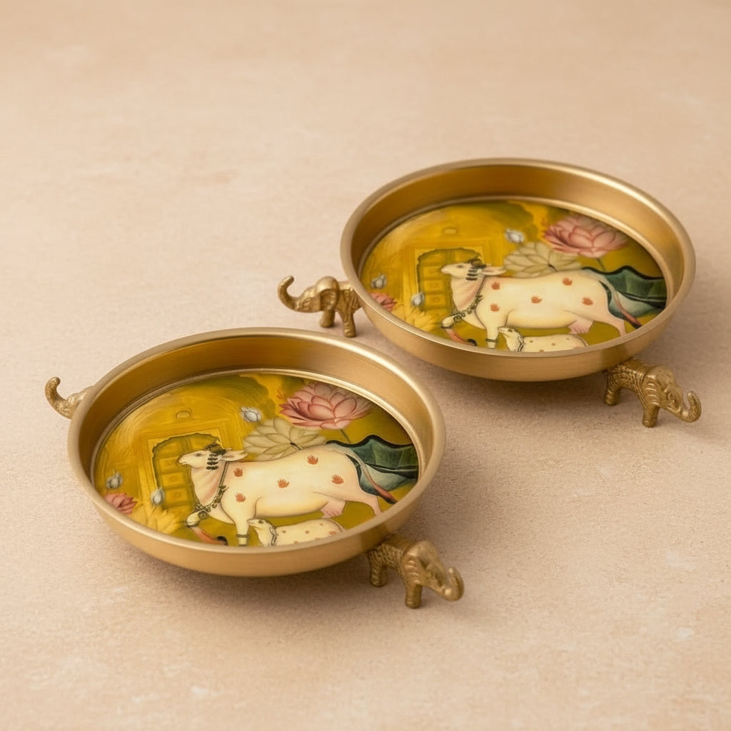 Kamadhenu Urli — Gold Pichwai Festive Bowl