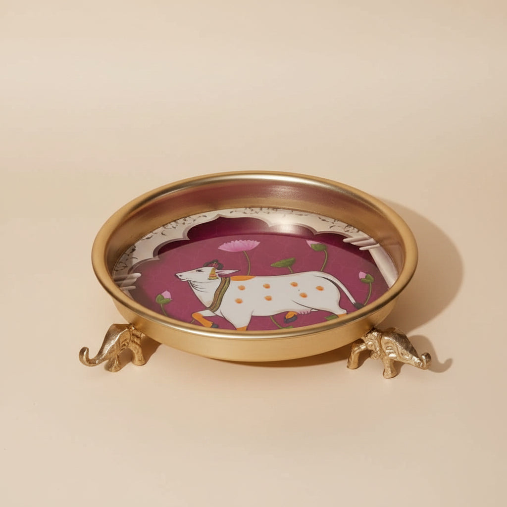 Kamadhenu Urli —  Magenta Pichwai Festive Bowl