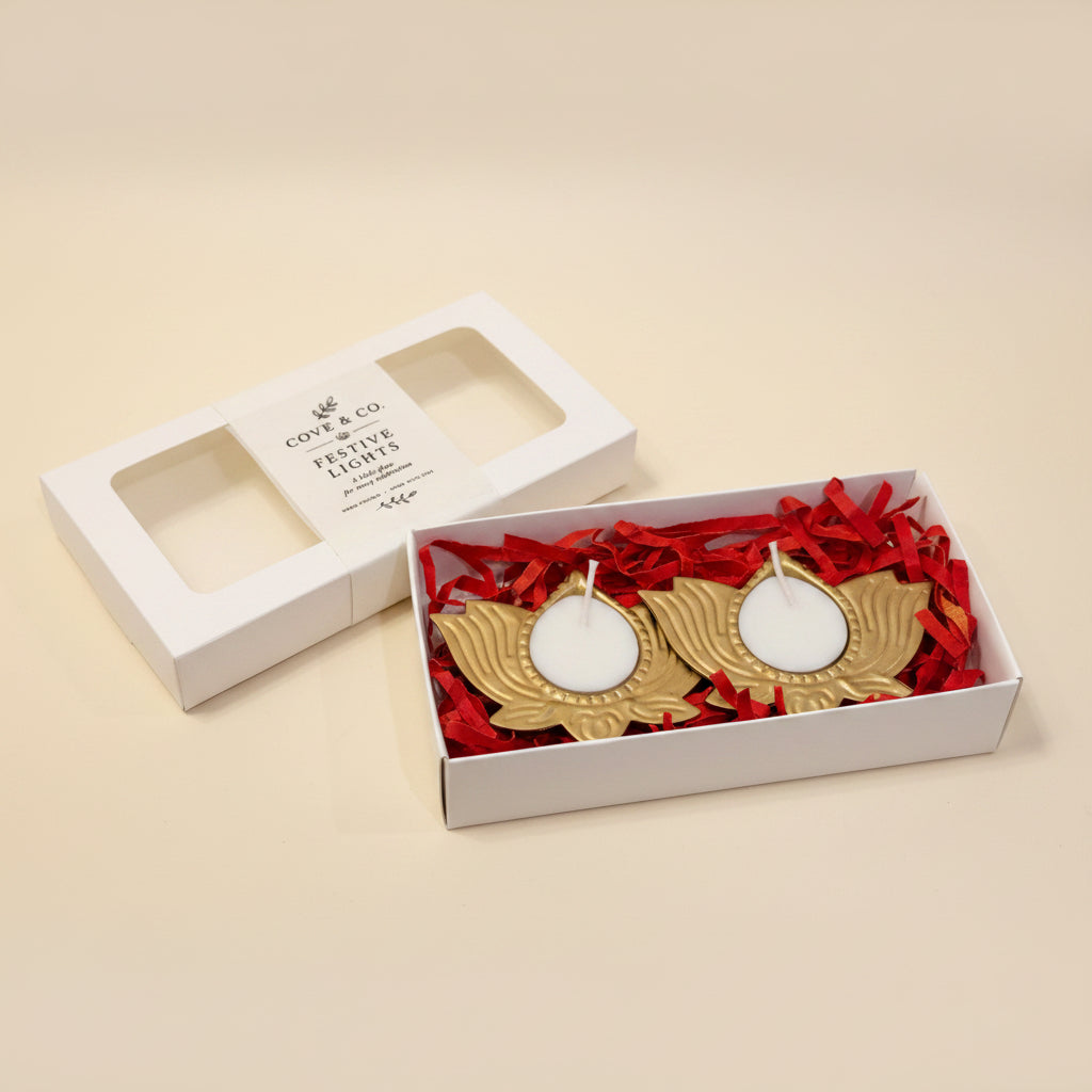 Festive Golden Lotus Tea lights