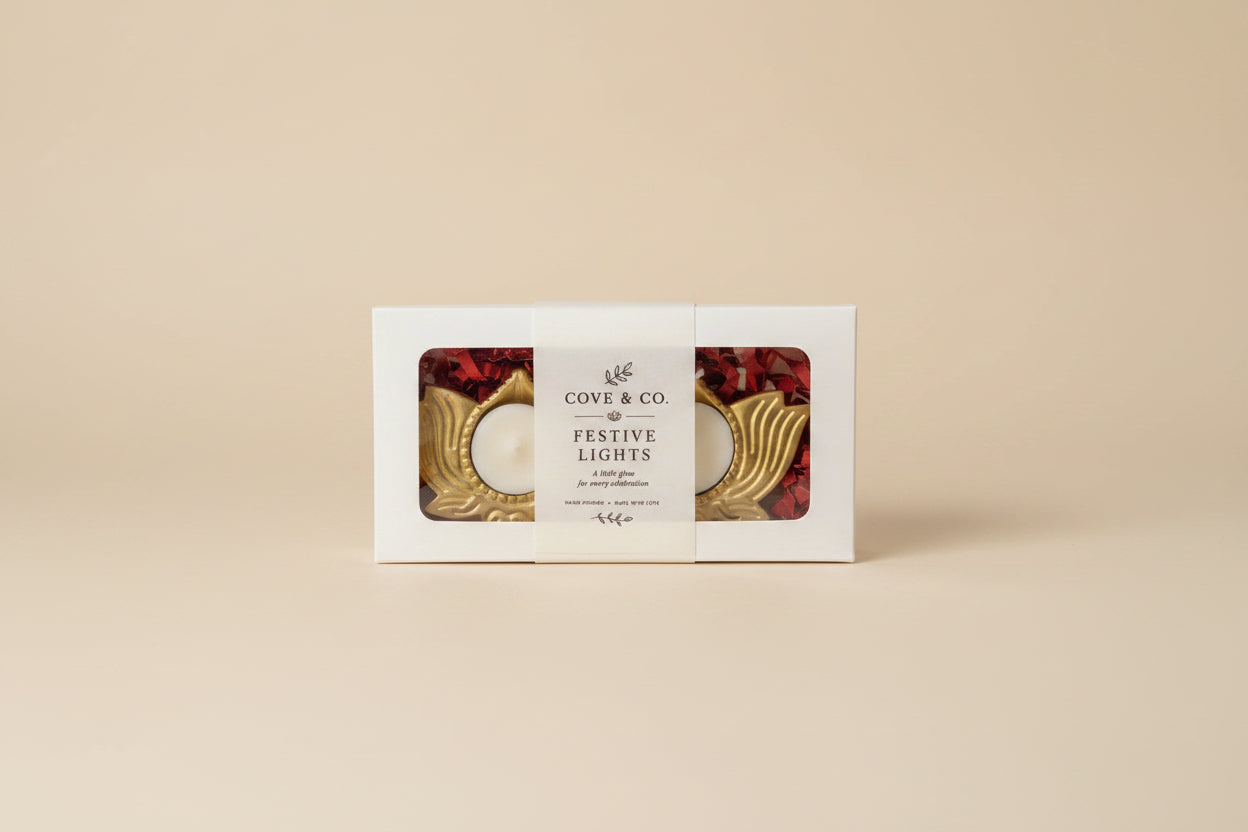 Festive Golden Lotus Tea lights