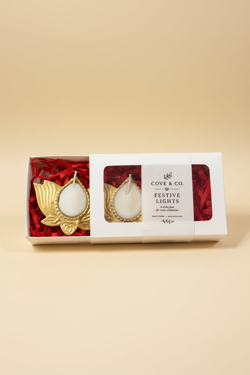 Festive Golden Lotus Tea lights